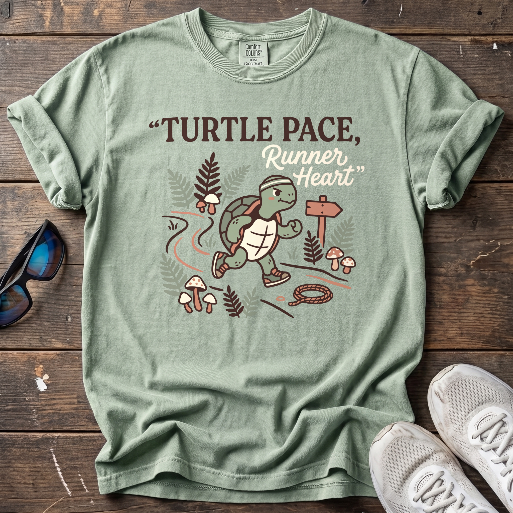 Turtle Pace, Runner Heart Tee — Bay