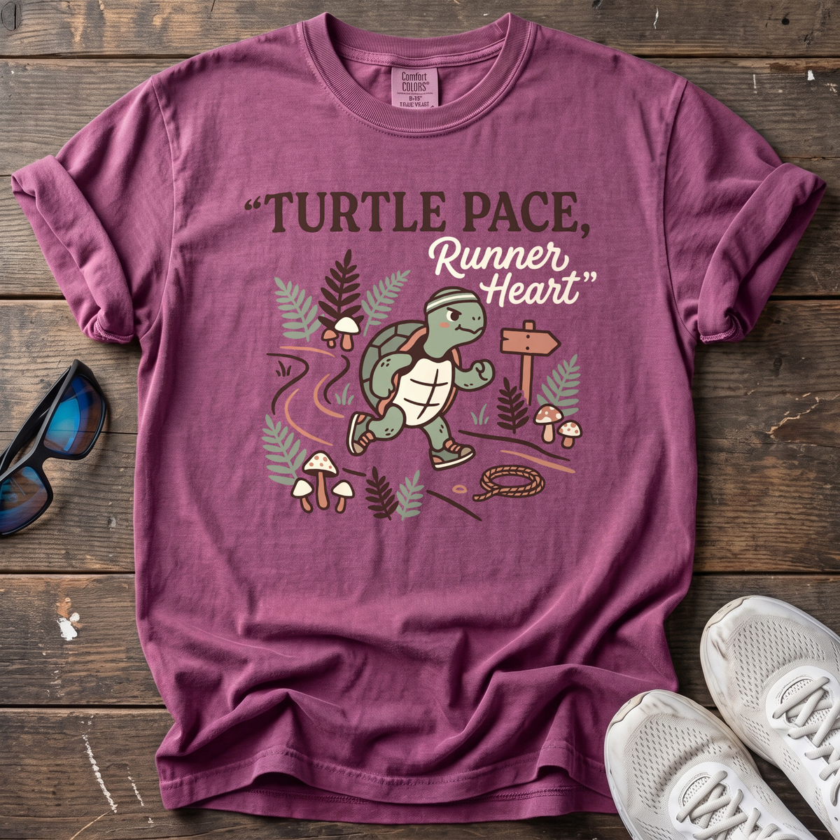 Turtle Pace, Runner Heart Tee — Berry