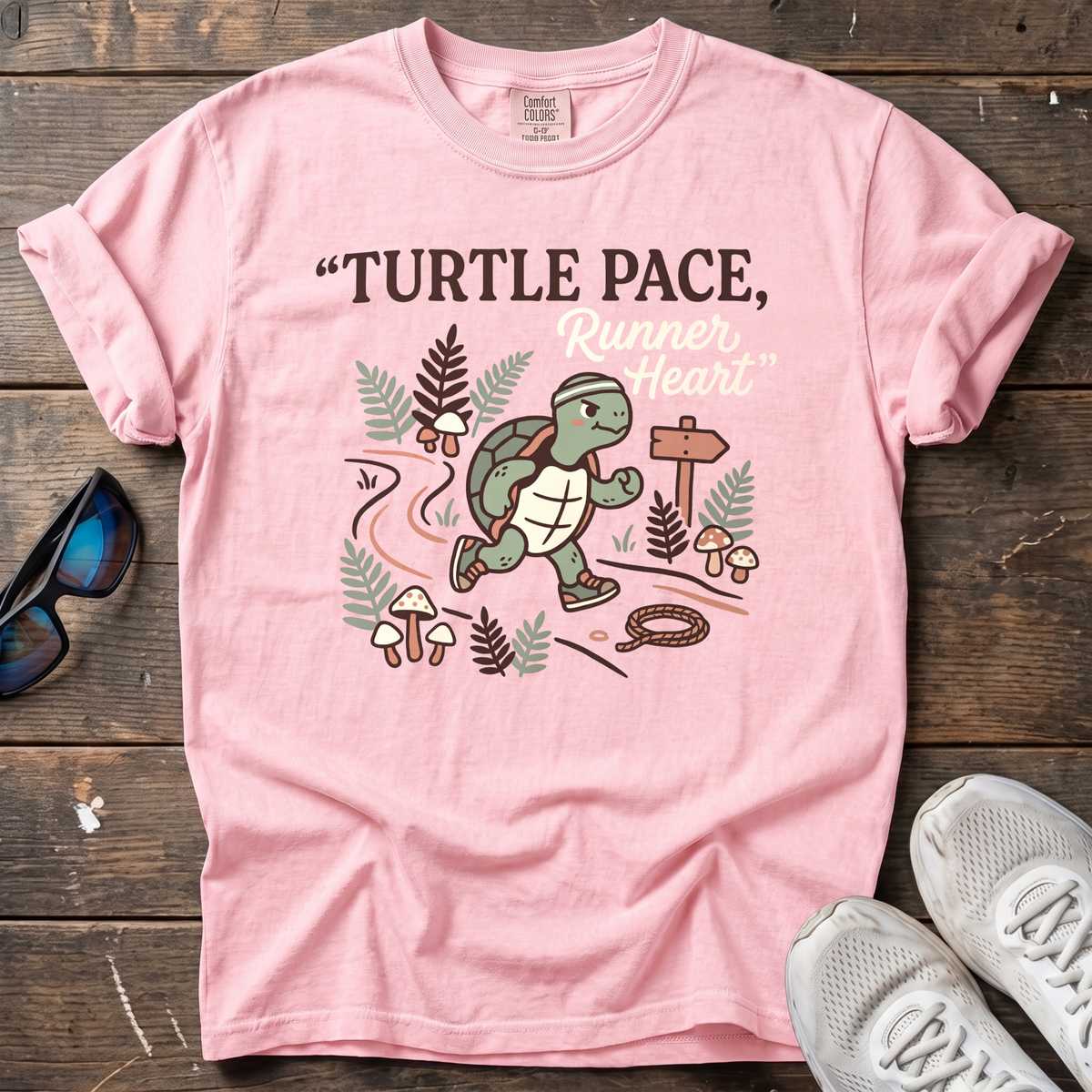 Turtle Pace, Runner Heart Tee — Blossom