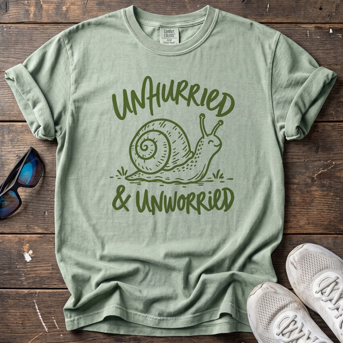 Unhurried & Unworried Tee — Bay