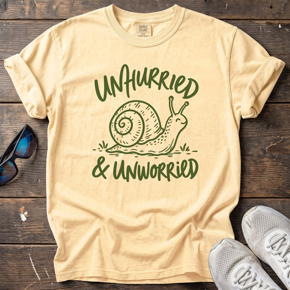 Unhurried & Unworried Tee — Butter