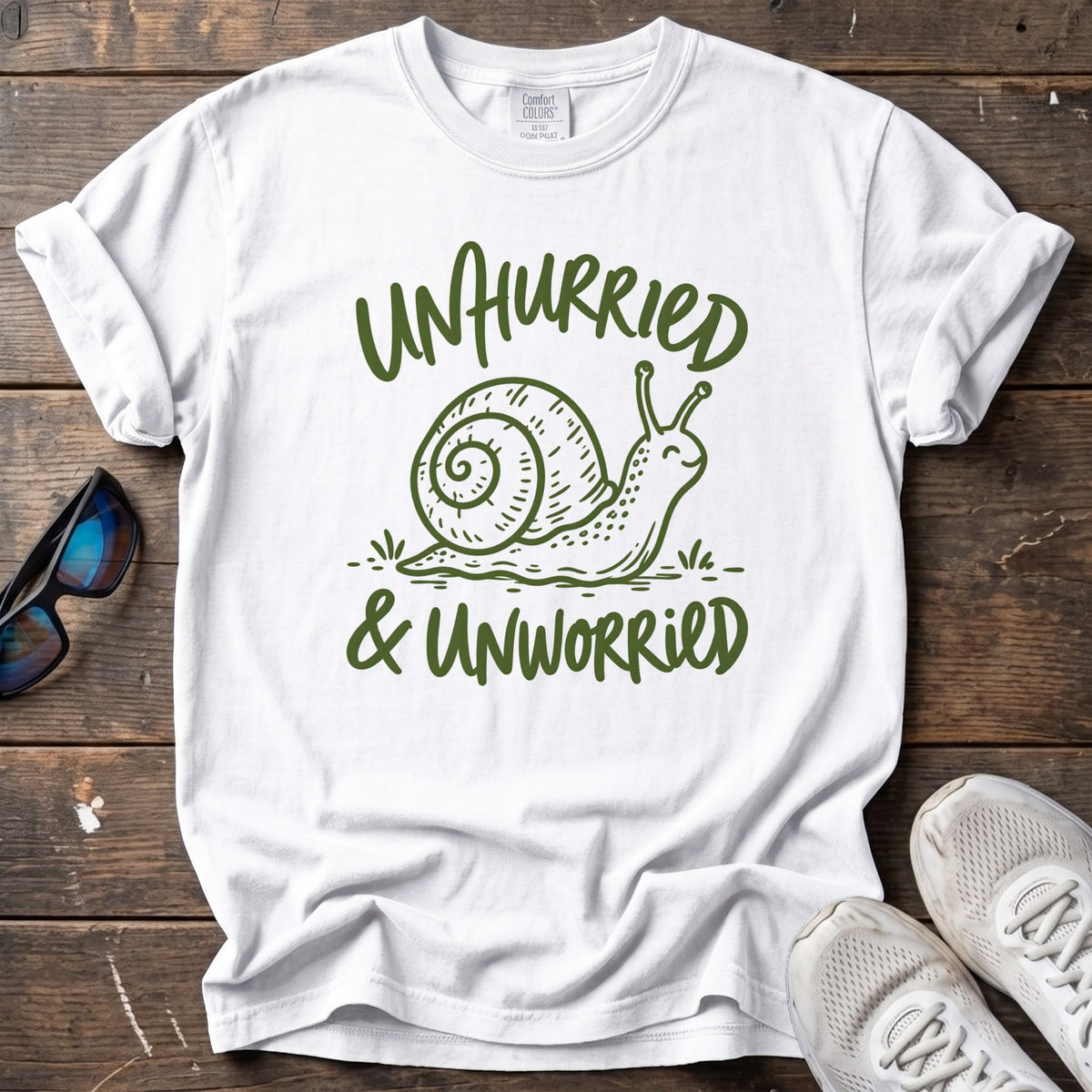 Unhurried & Unworried Tee — White