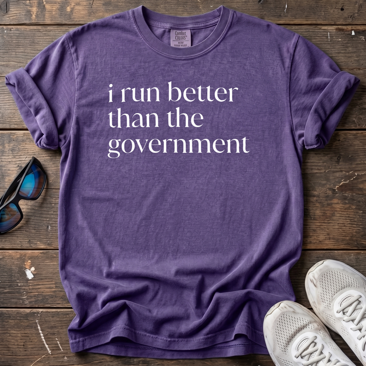 I Run Better Than the Government Tee — Grape