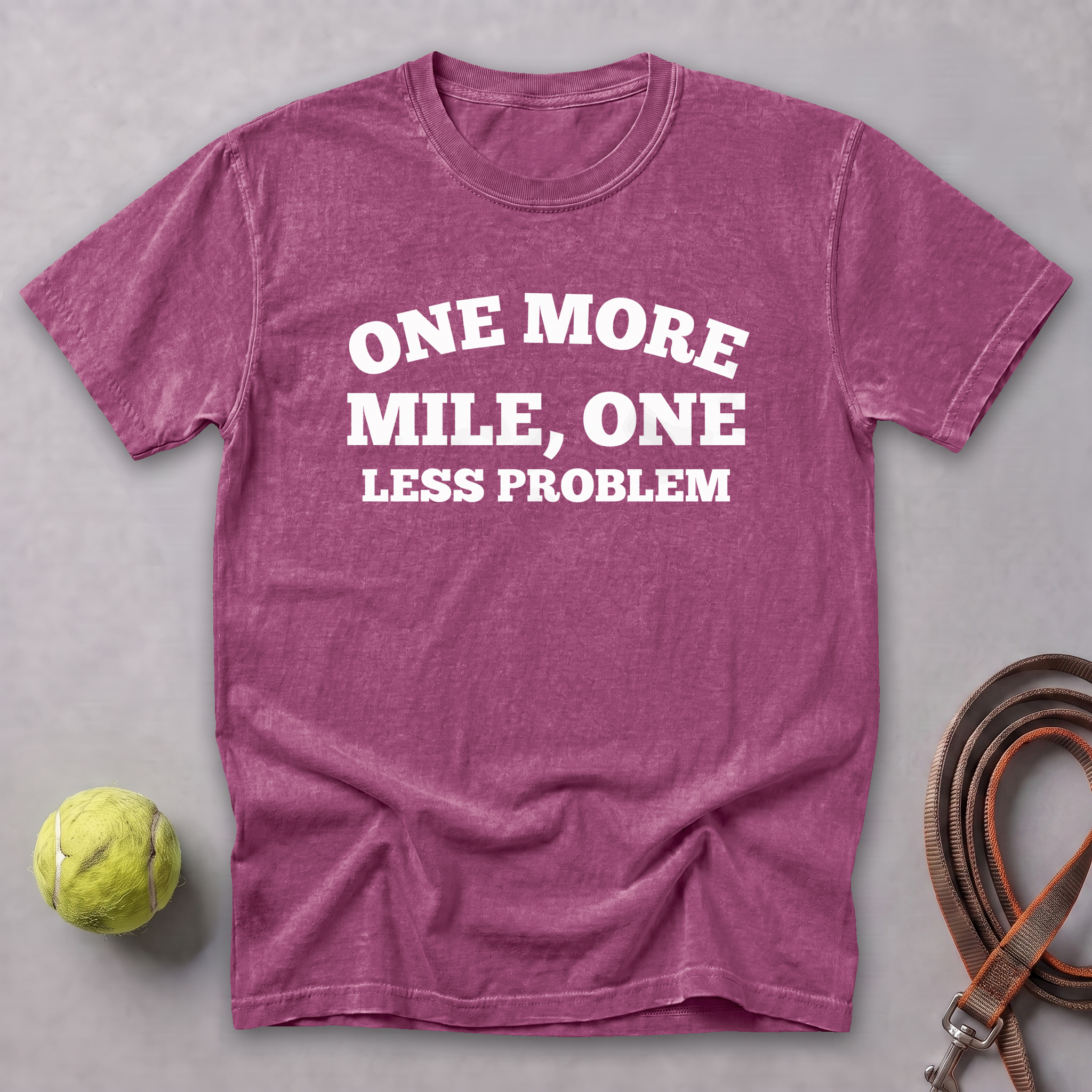One More Mile, One Less Problem Tee — Berry