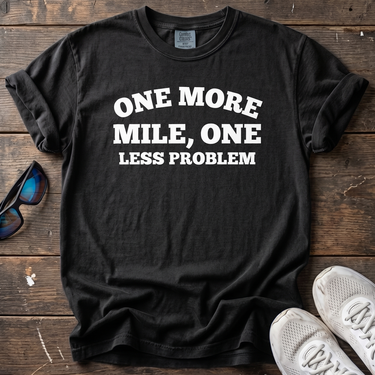 One More Mile, One Less Problem Tee — Black