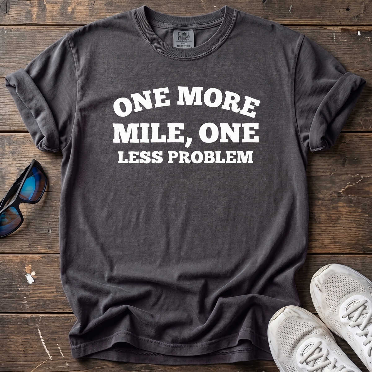 One More Mile, One Less Problem Tee — Graphite