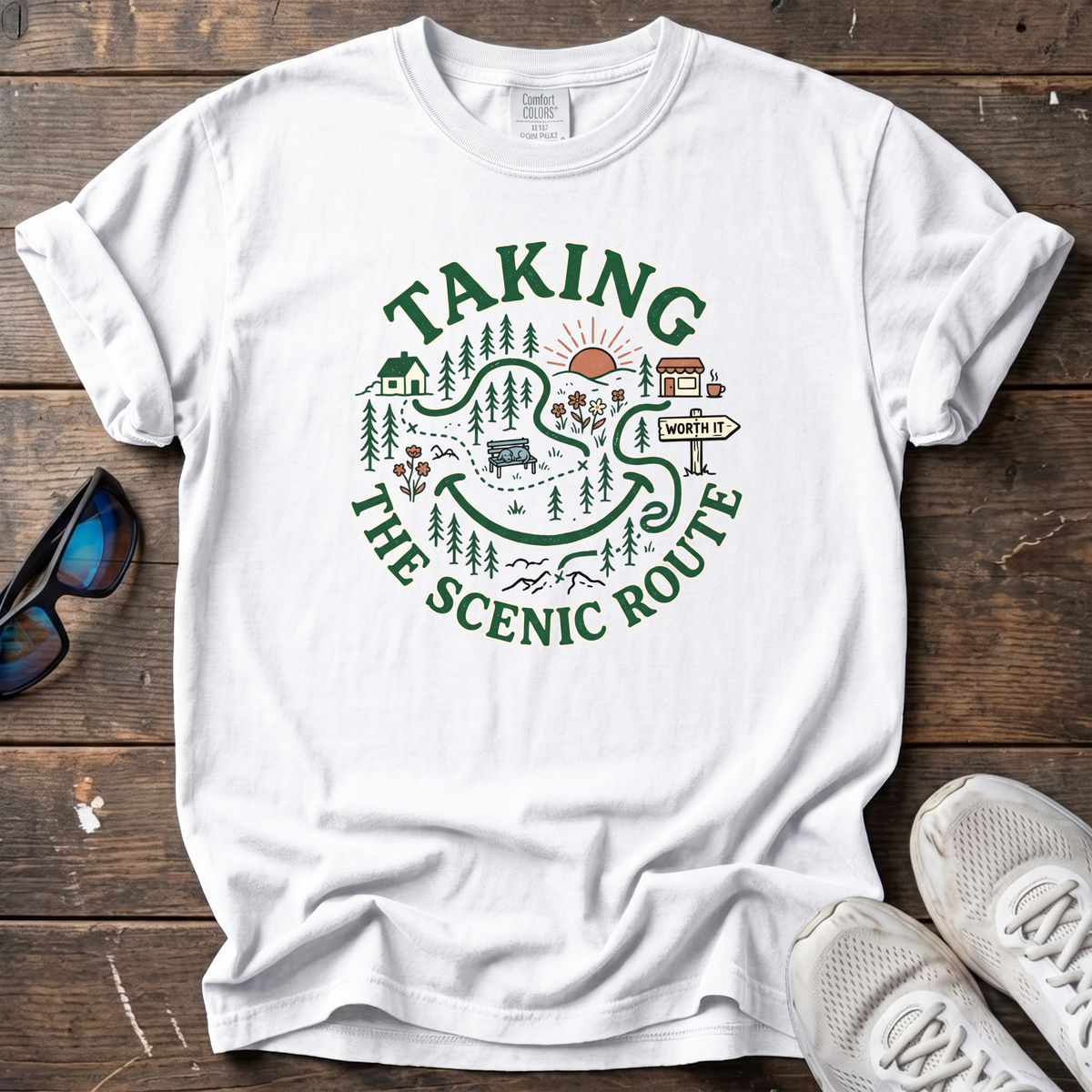 Taking the Scenic Route Tee — White