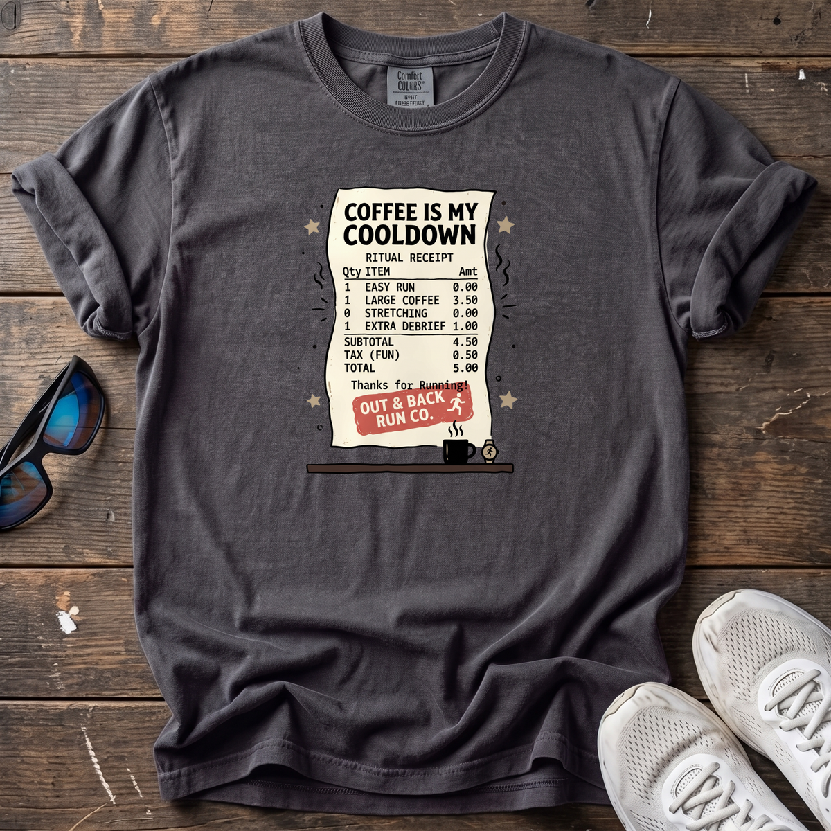 Coffee Is My Cooldown Receipt Tee — Graphite