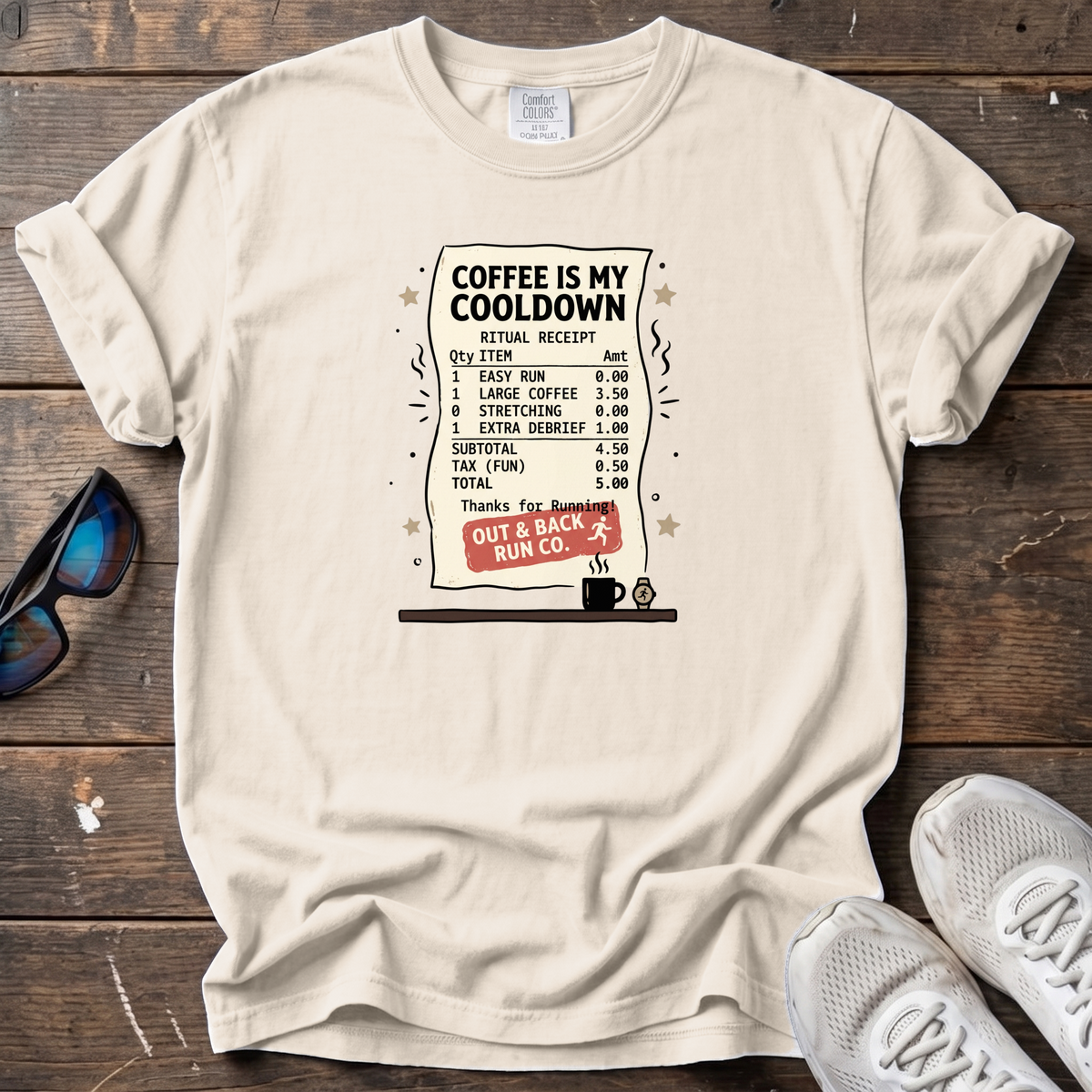 Coffee Is My Cooldown Receipt Tee — Ivory