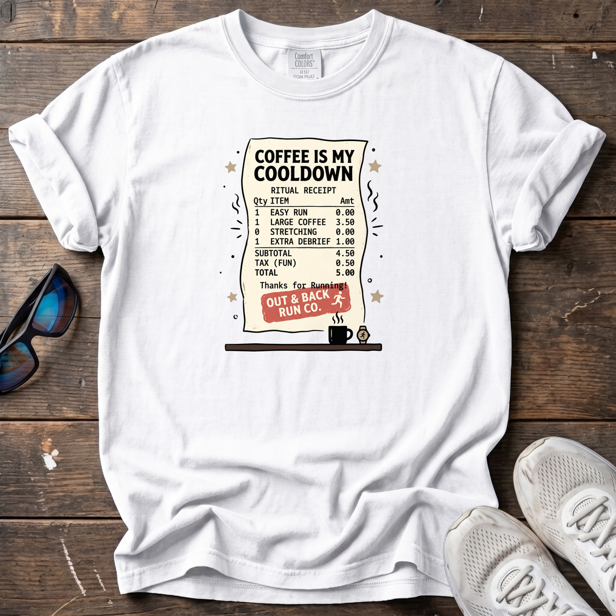 Coffee Is My Cooldown Receipt Tee — White