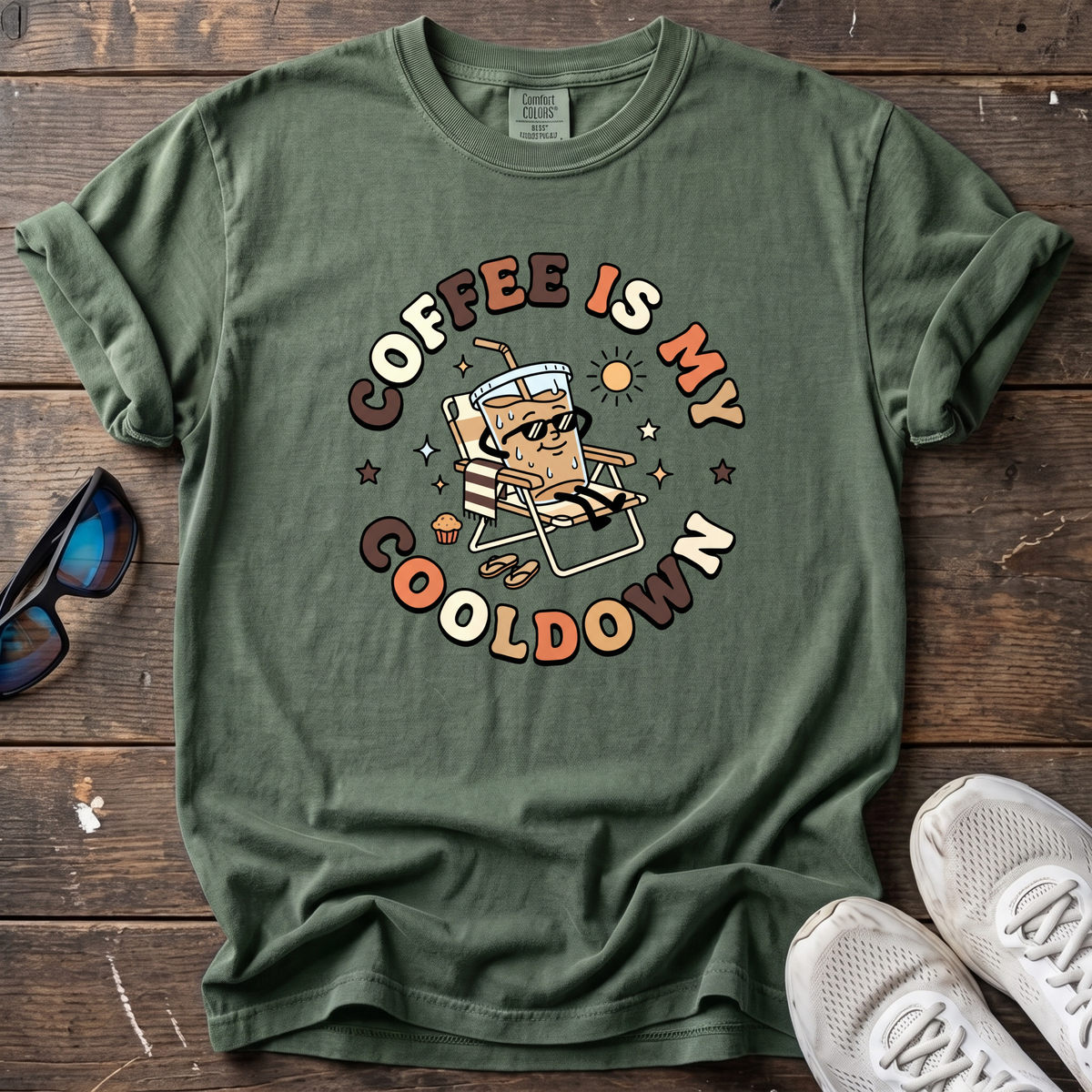 Coffee Is My Cooldown Tee — Moss