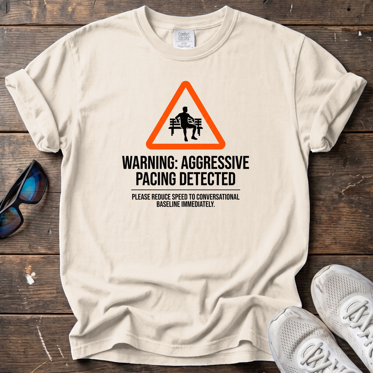 Aggressive Pacing Tee — Ivory