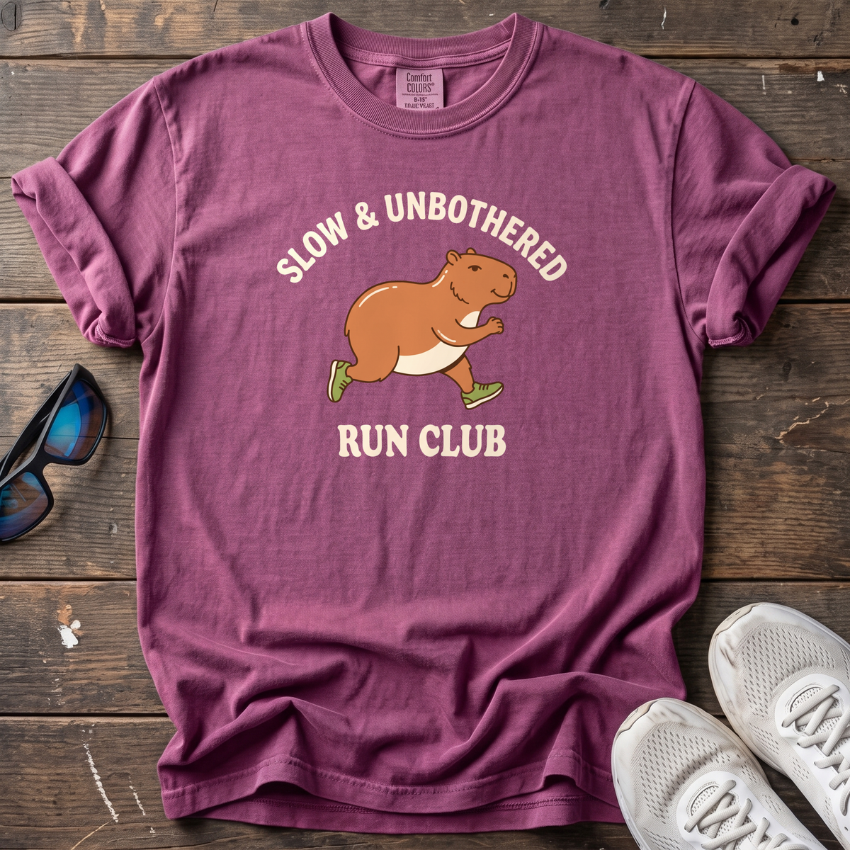Slow & Unbothered Run Club Tee — Berry
