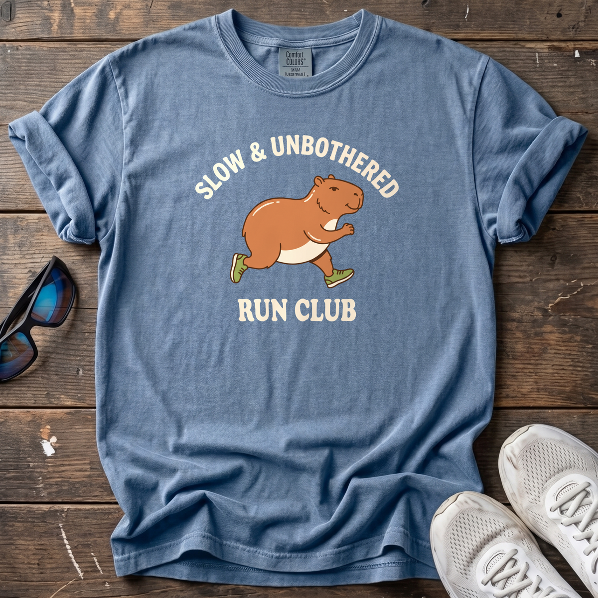 Slow & Unbothered Run Club Tee — Blue Jean