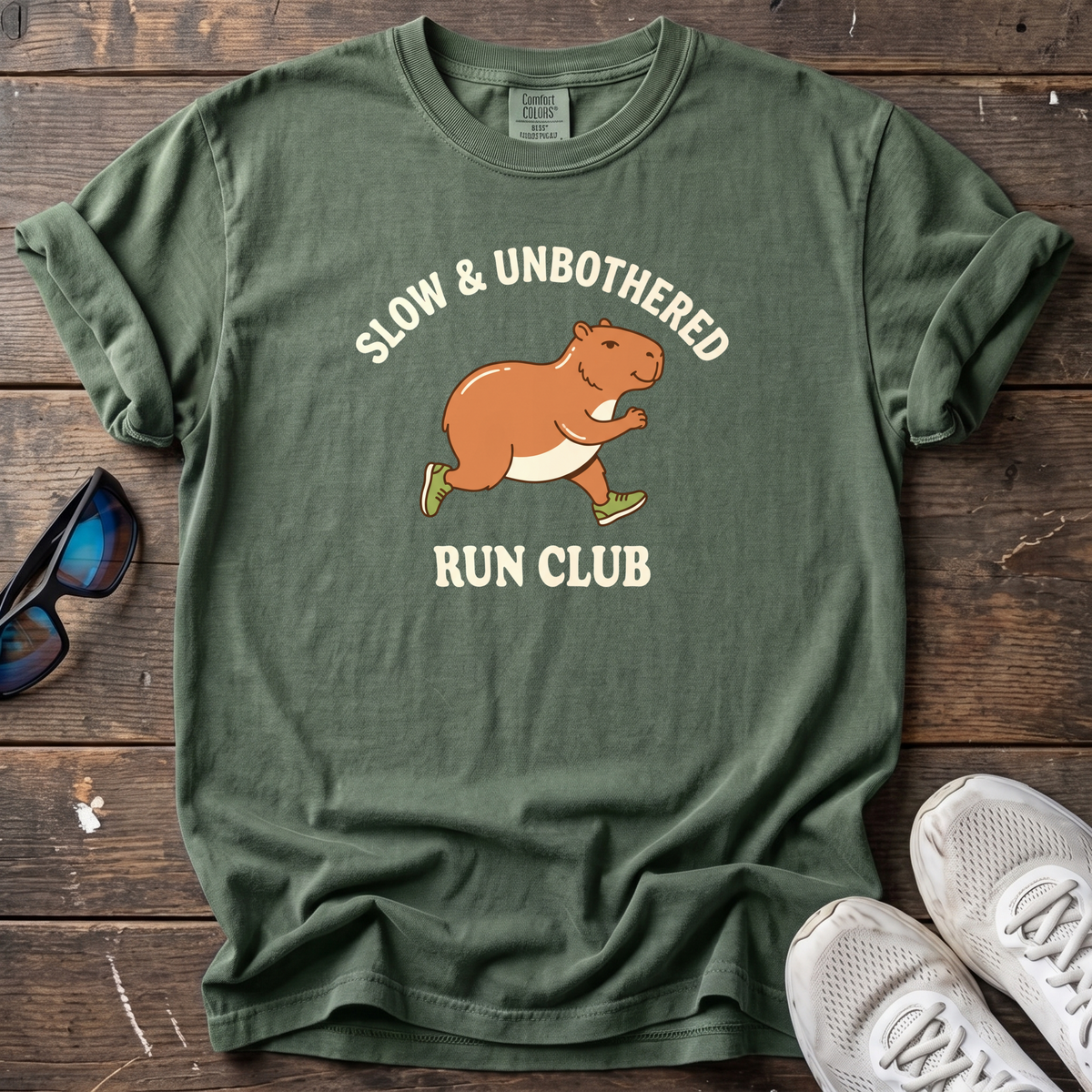 Slow & Unbothered Run Club Tee — Moss