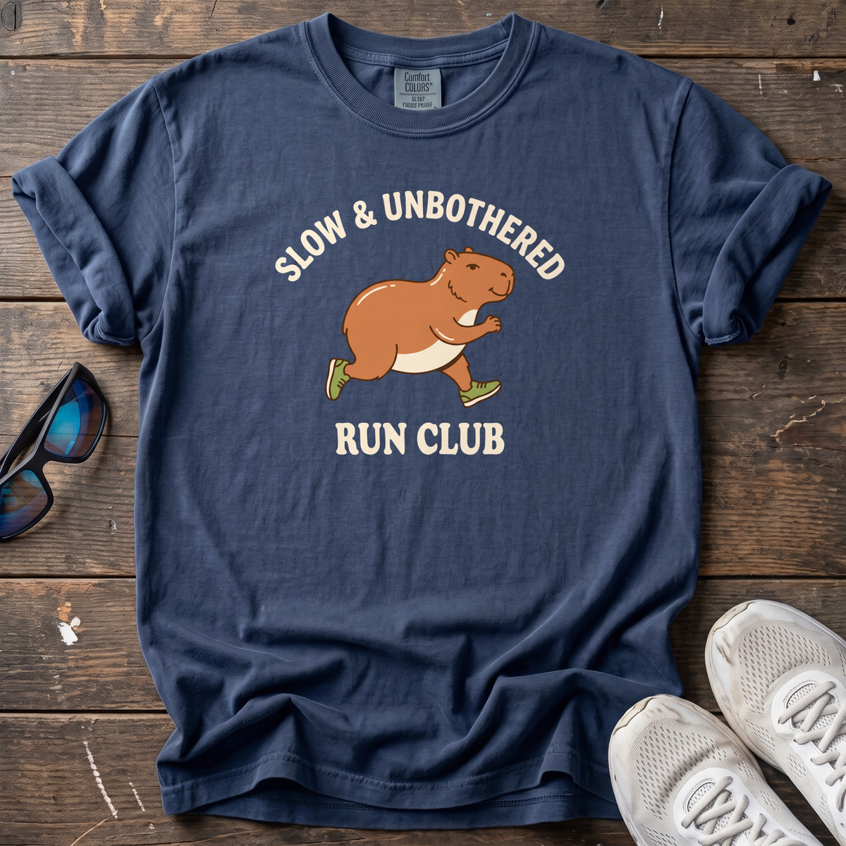 Slow & Unbothered Run Club Tee — True Navy
