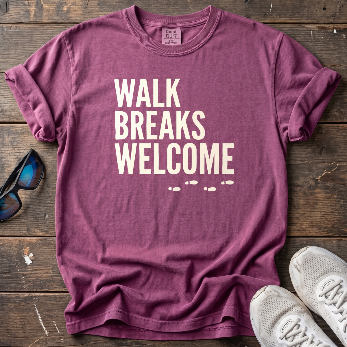 Walk Breaks Welcome Tee — Berry