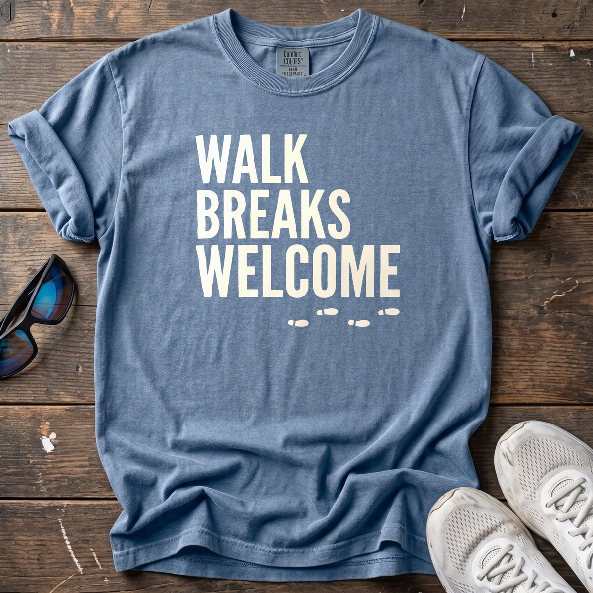 Walk Breaks Welcome Tee — Blue Jean