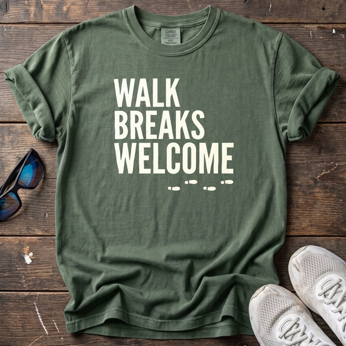 Walk Breaks Welcome Tee — Moss