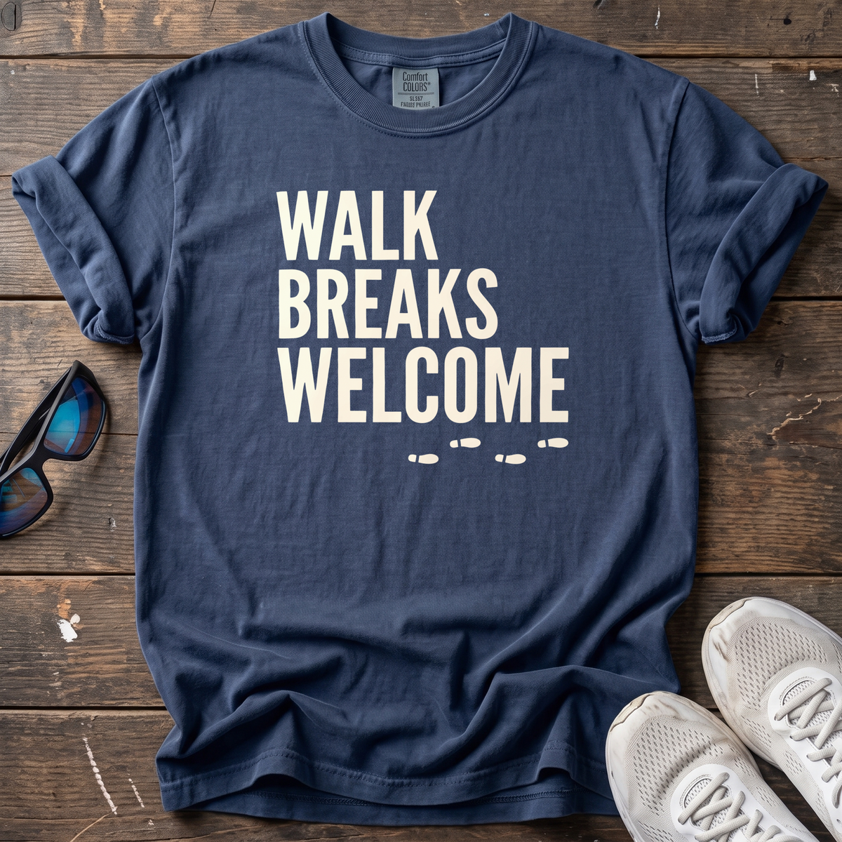 Walk Breaks Welcome Tee — True Navy