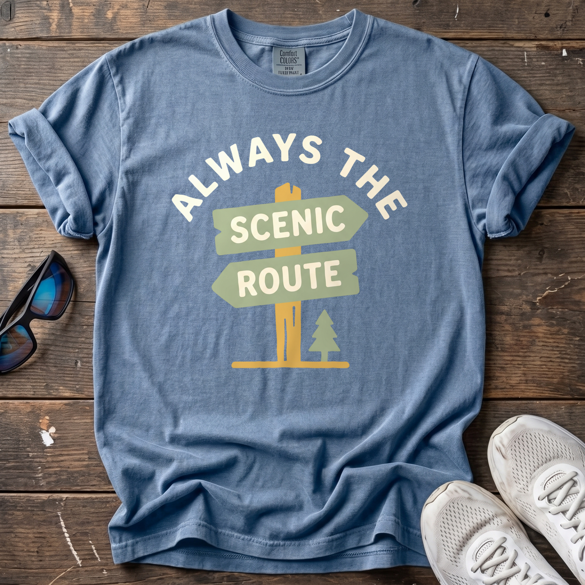 Always the Scenic Route Tee — Blue Jean
