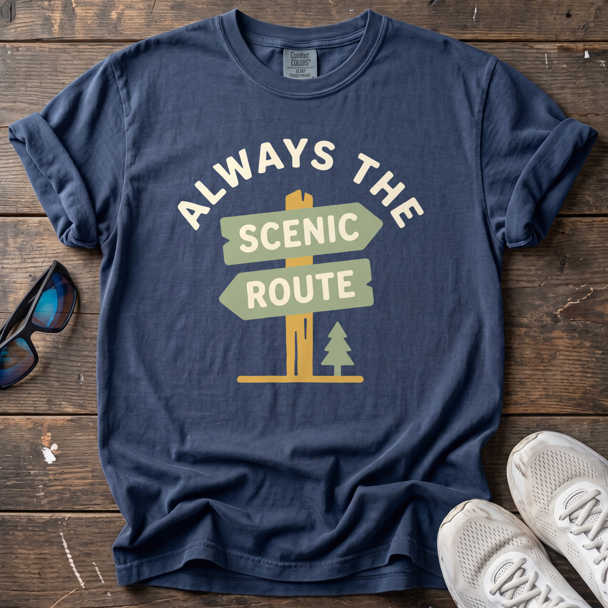 Always the Scenic Route Tee — True Navy