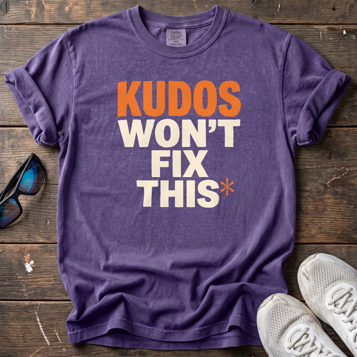 Kudos Won't Fix This Tee — Grape