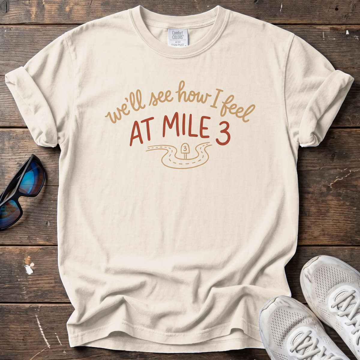 See How I Feel at Mile 3 Tee — Ivory