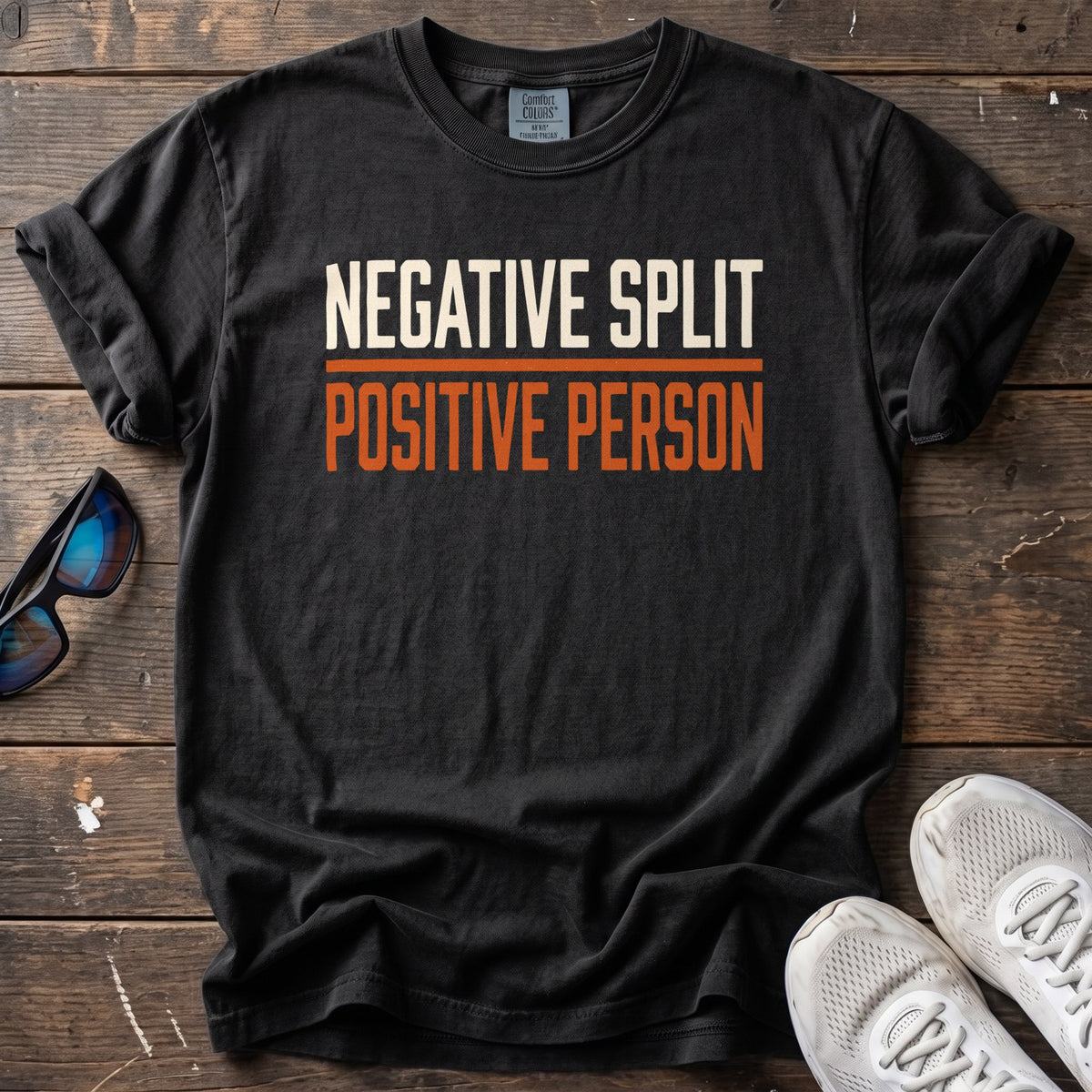 Negative Split Positive Person Tee — Black