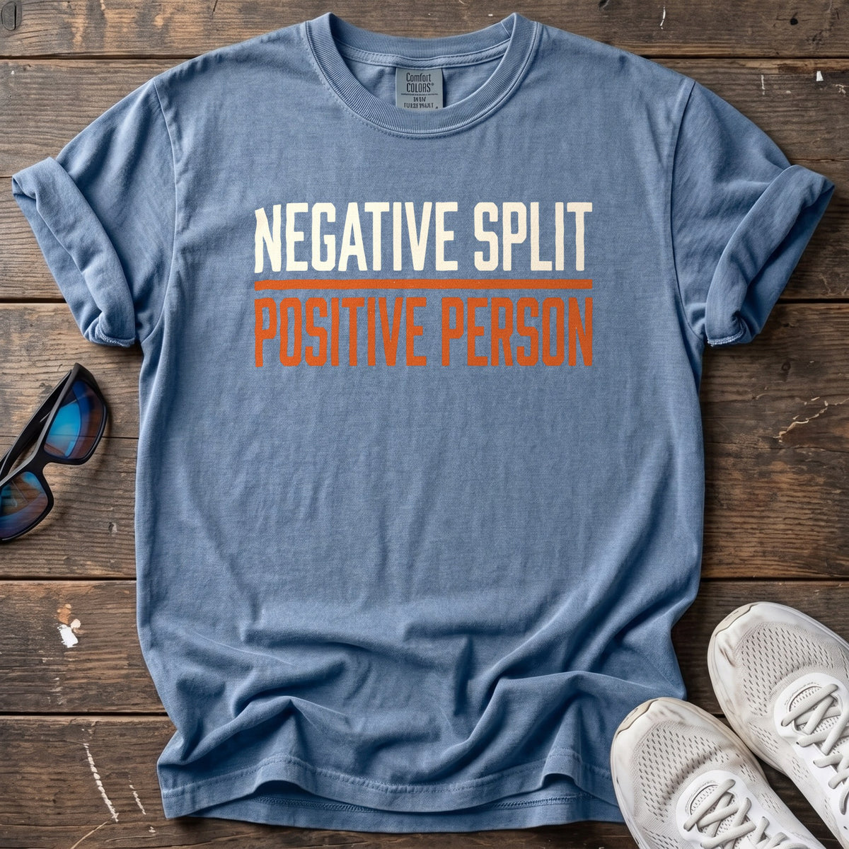 Negative Split Positive Person Tee — Blue Jean
