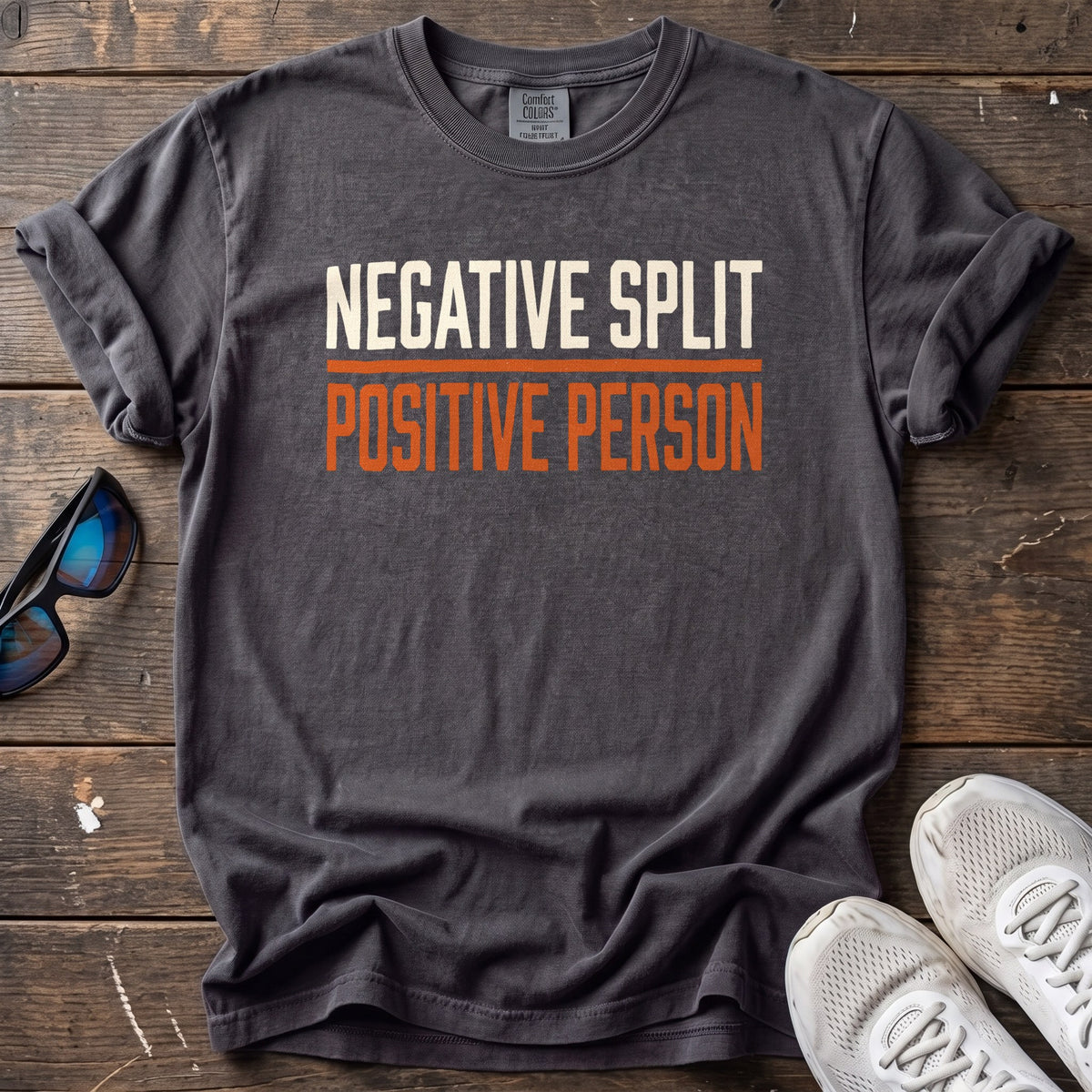 Negative Split Positive Person Tee — Graphite