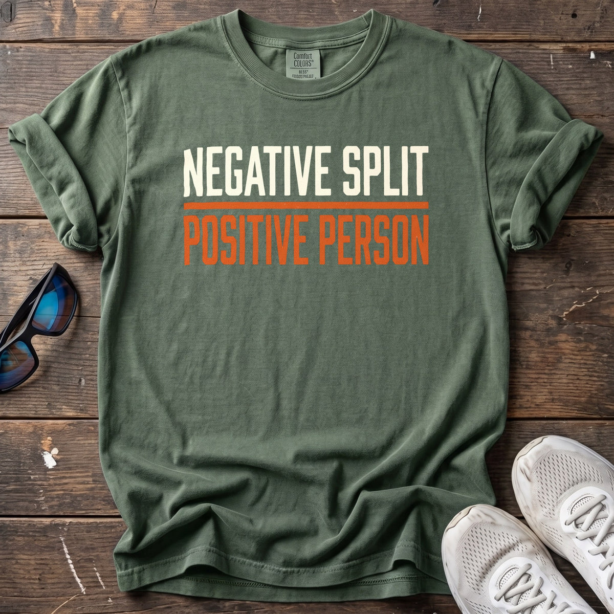 Negative Split Positive Person Tee — Moss