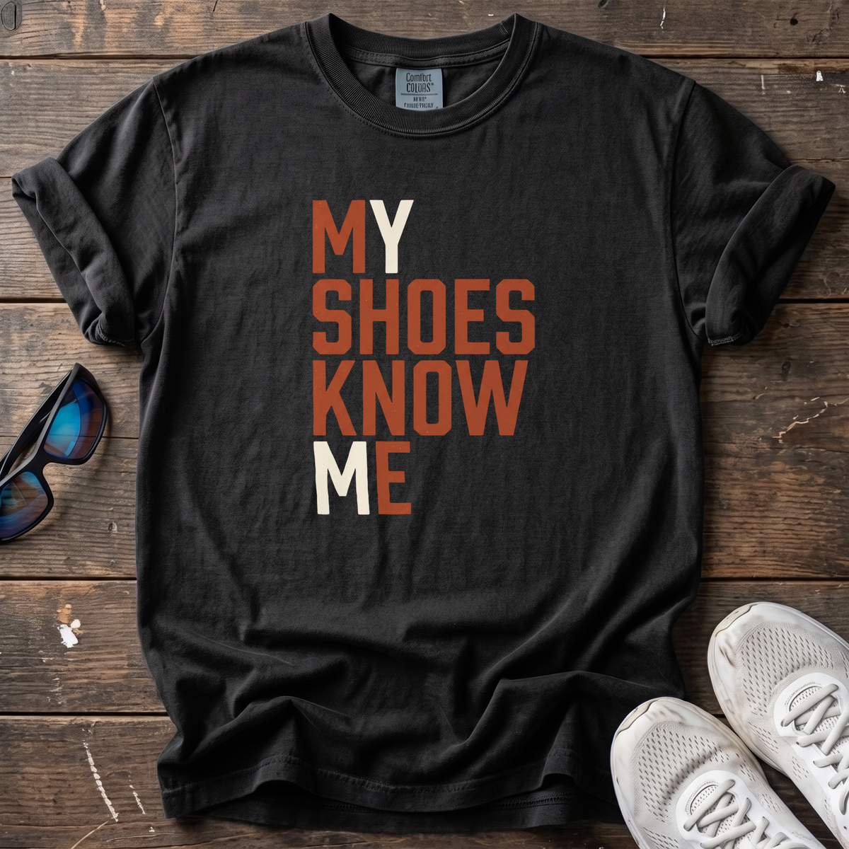 My Shoes Know Me Tee — Black