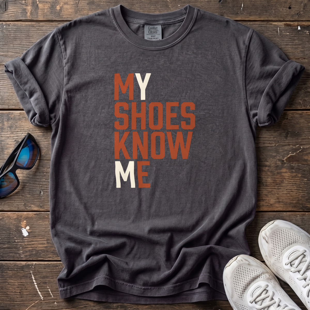 My Shoes Know Me Tee — Graphite