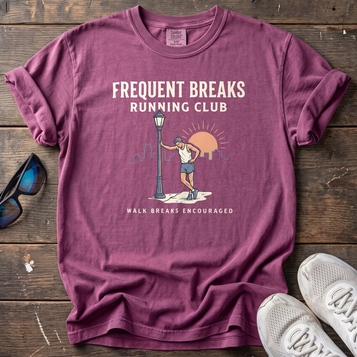 Frequent Breaks Running Club Tee — Berry