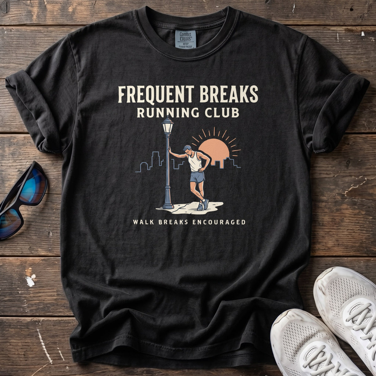 Frequent Breaks Running Club Tee — Black