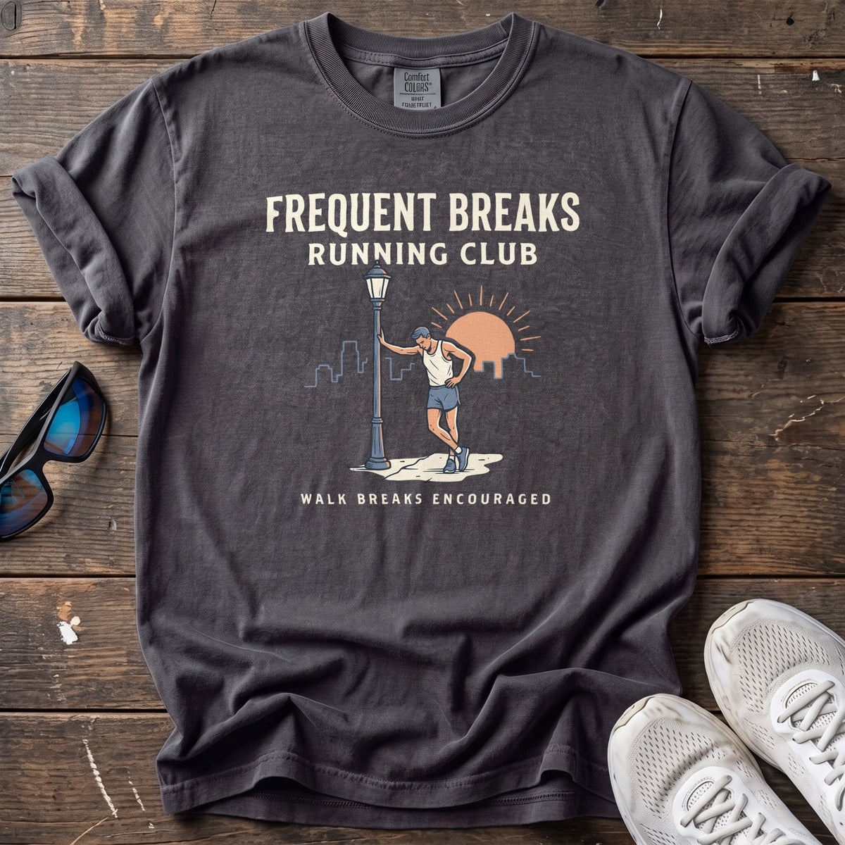 Frequent Breaks Running Club Tee — Graphite