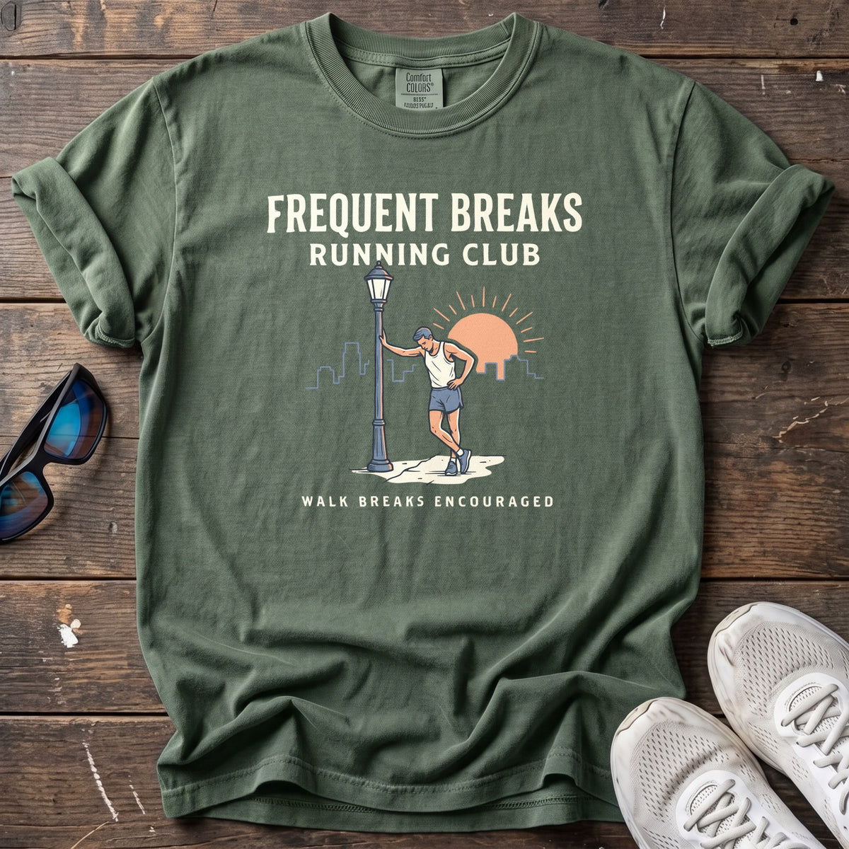 Frequent Breaks Running Club Tee — Moss