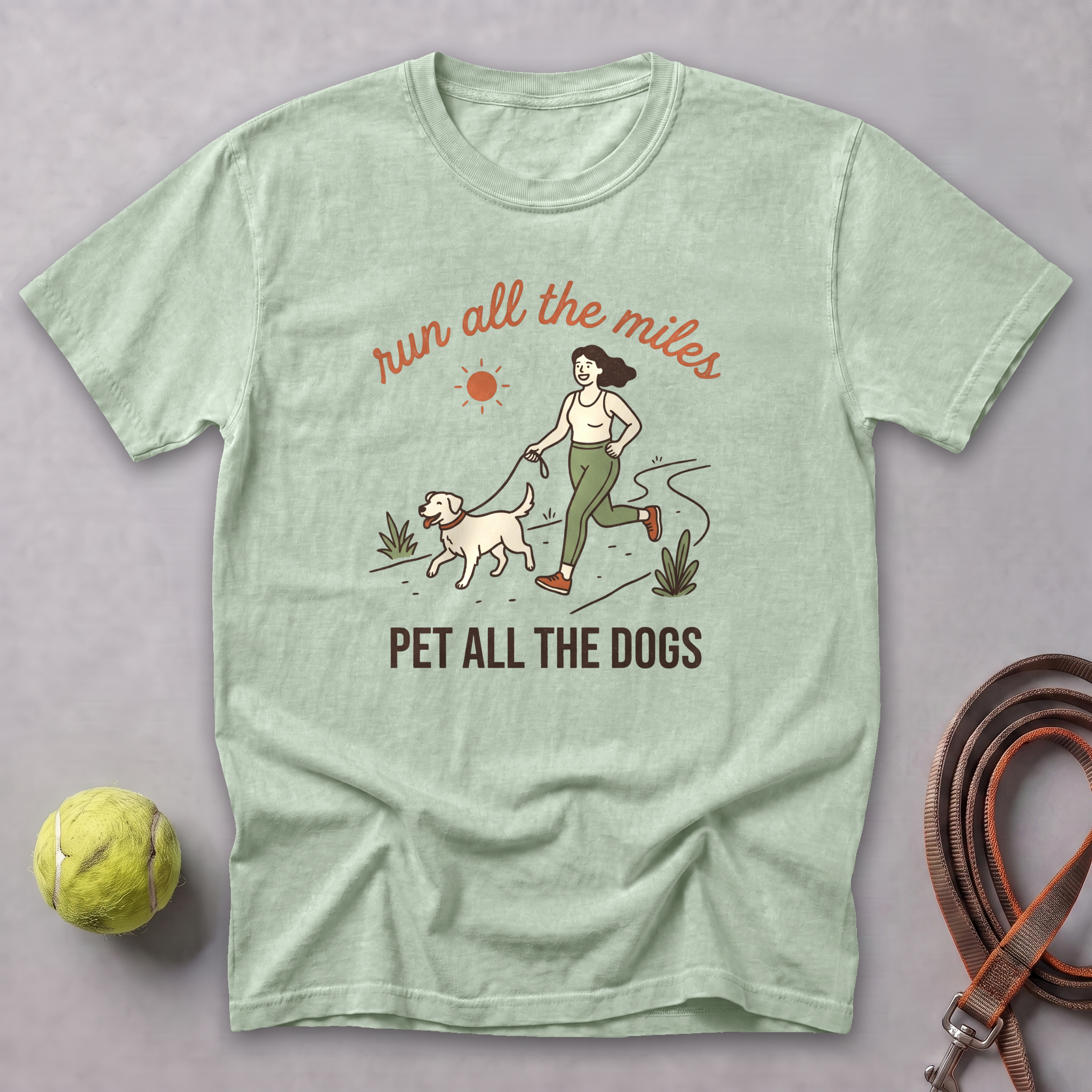 Run All the Miles, Pet All the Dogs Tee — Bay