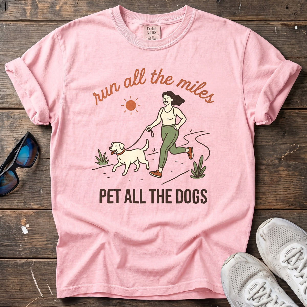 Run All the Miles, Pet All the Dogs Tee — Blossom
