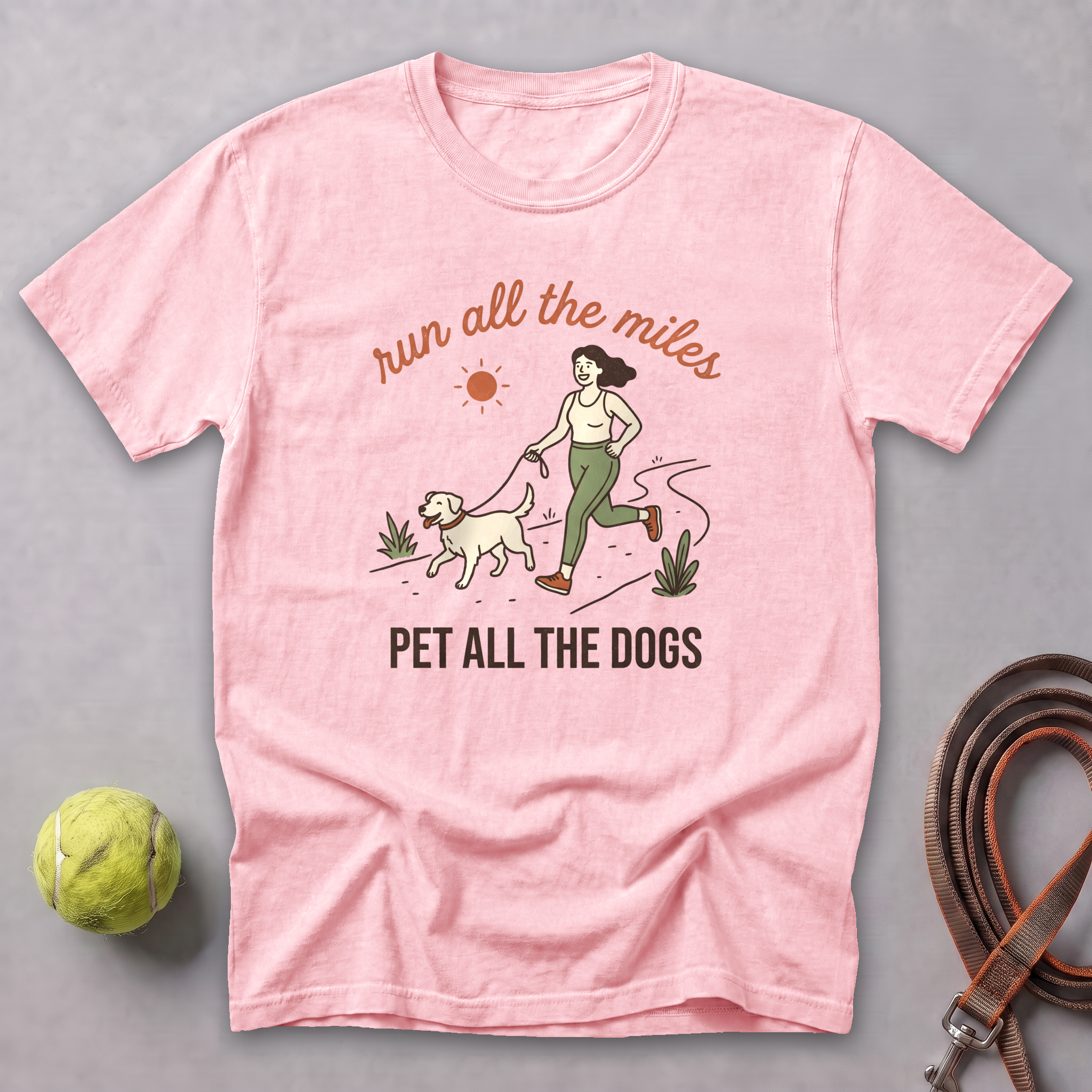 Run All the Miles, Pet All the Dogs Tee — Blossom