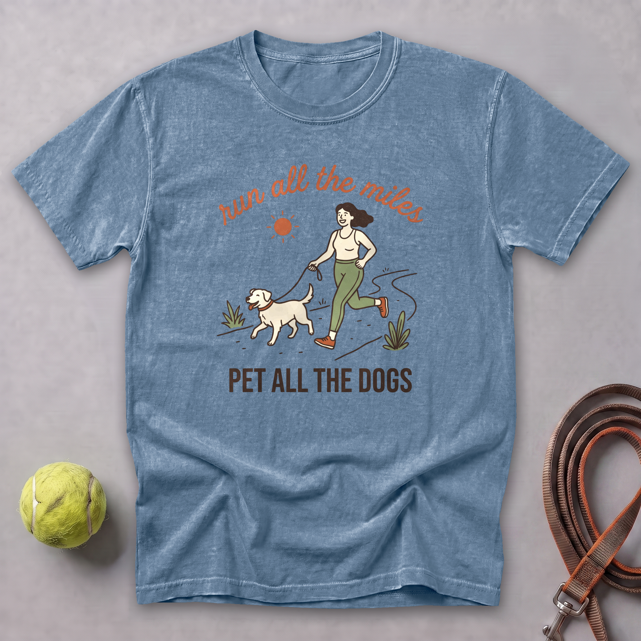 Run All the Miles, Pet All the Dogs Tee — Blue Jean