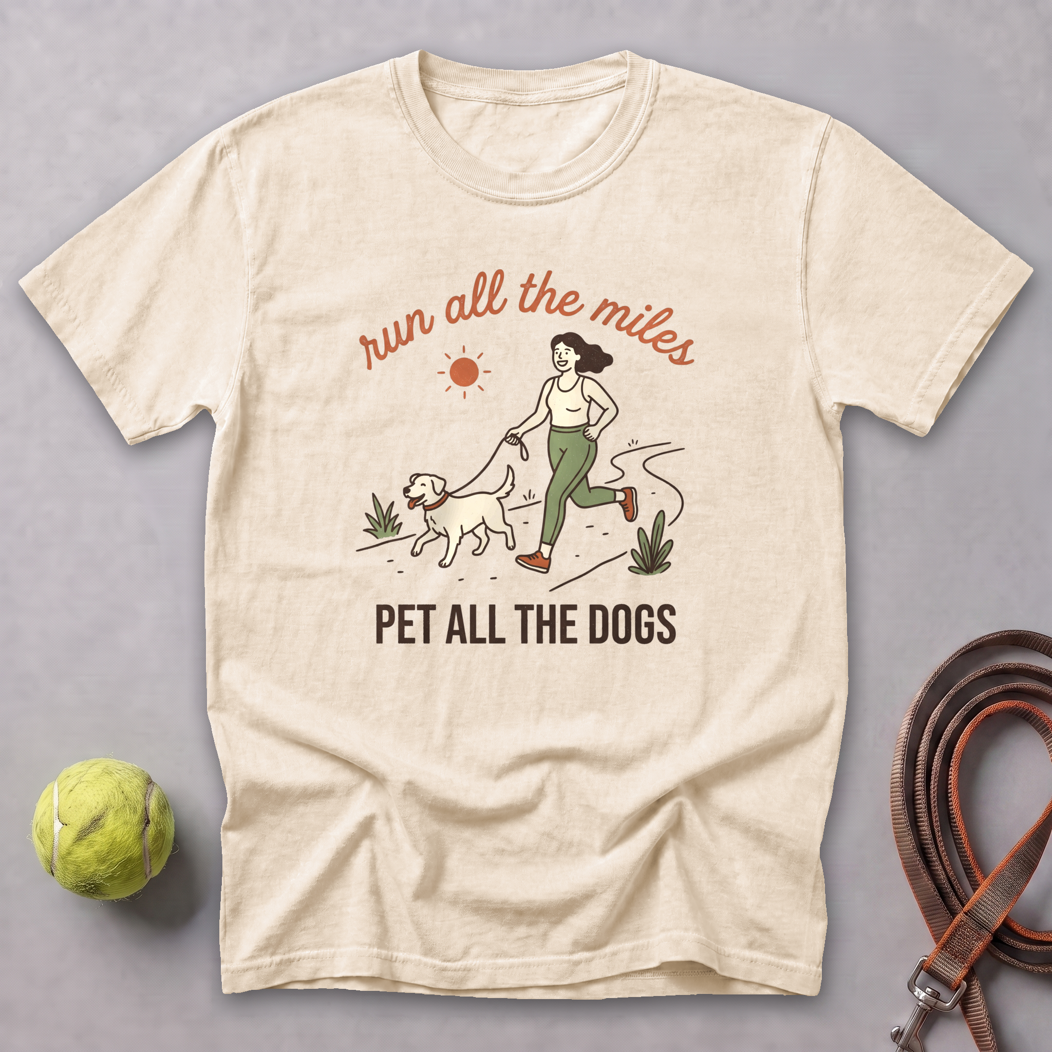 Run All the Miles, Pet All the Dogs Tee — Ivory