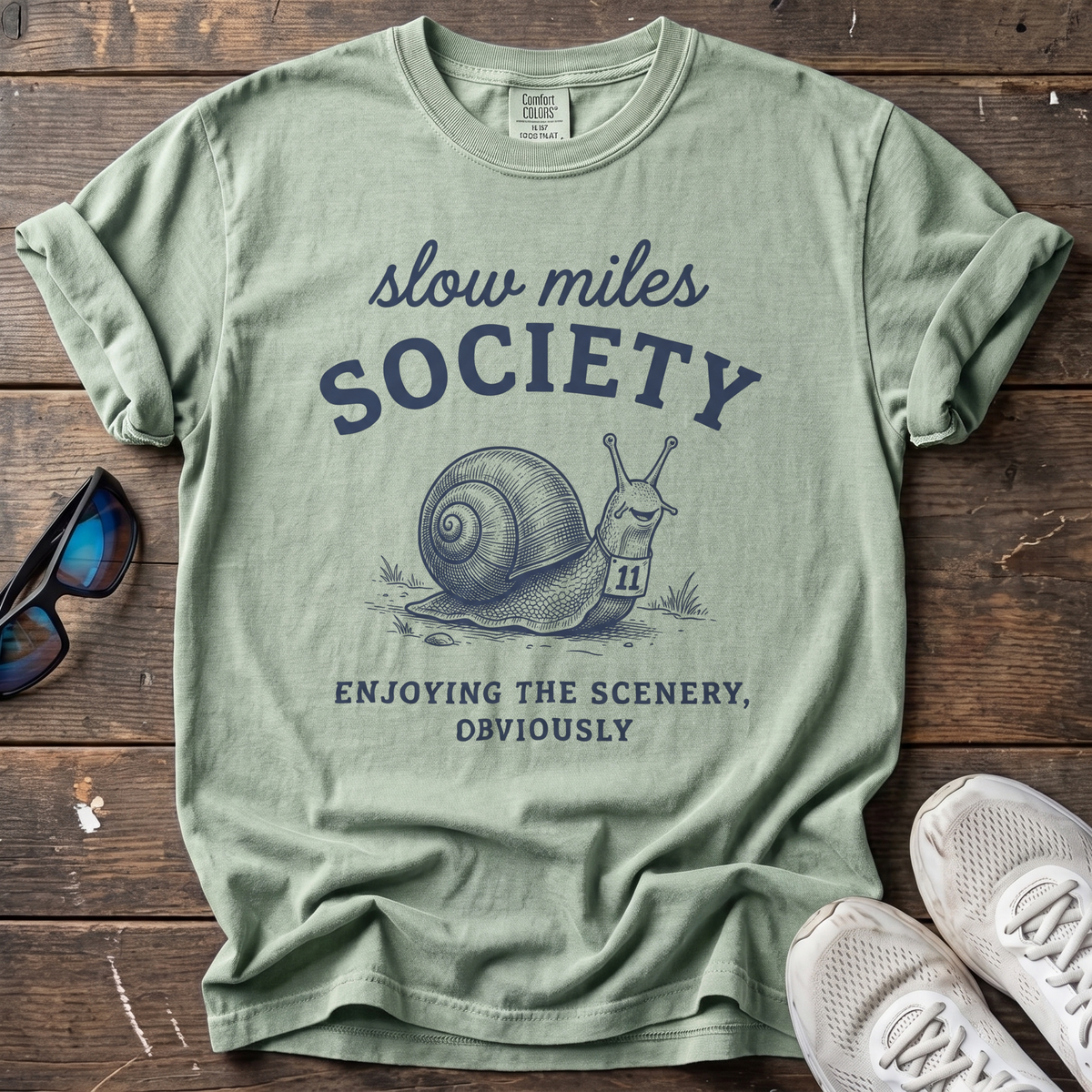 Slow Miles Society Tee — Bay
