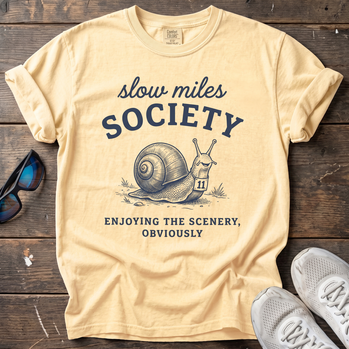 Slow Miles Society Tee — Butter