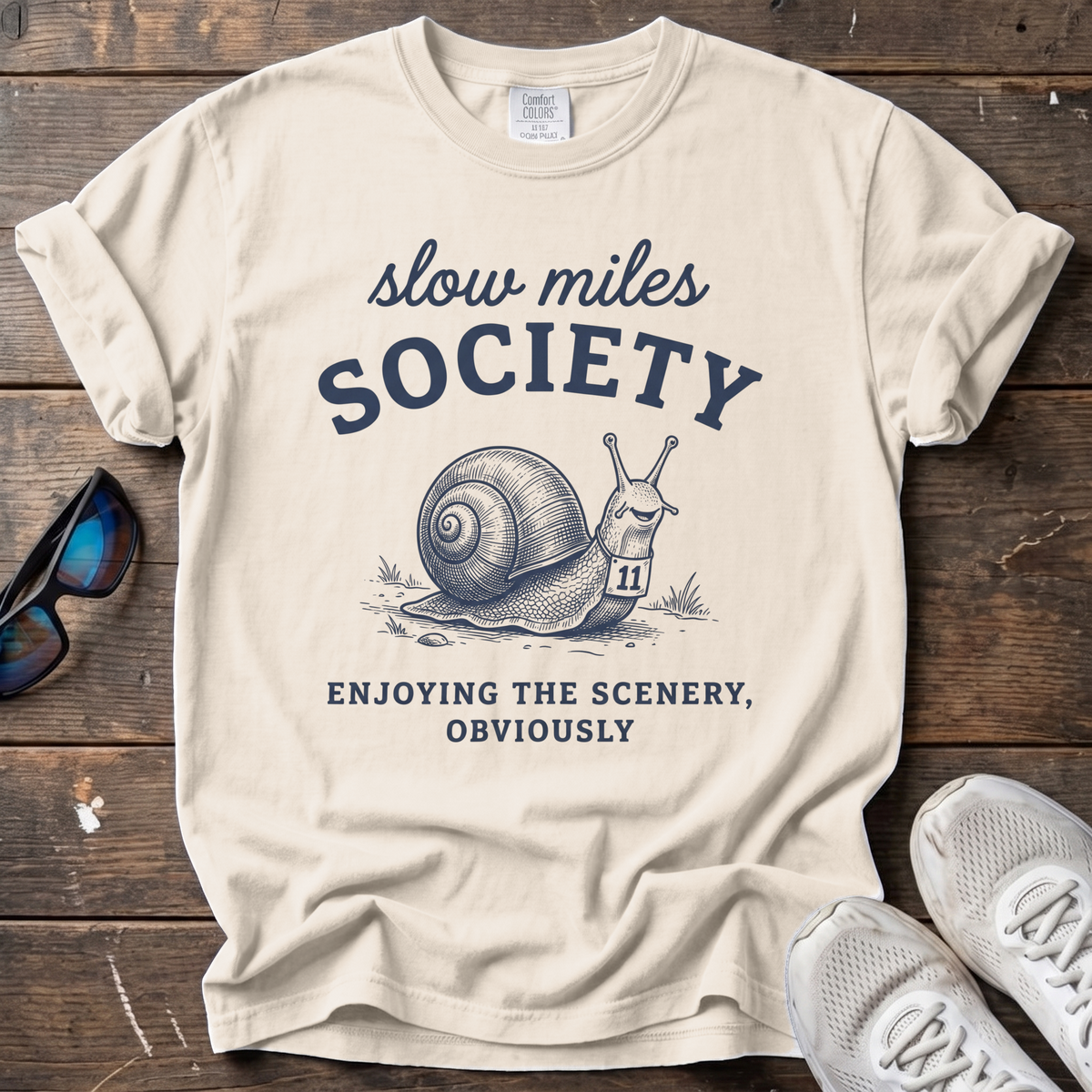 Slow Miles Society Tee — Ivory