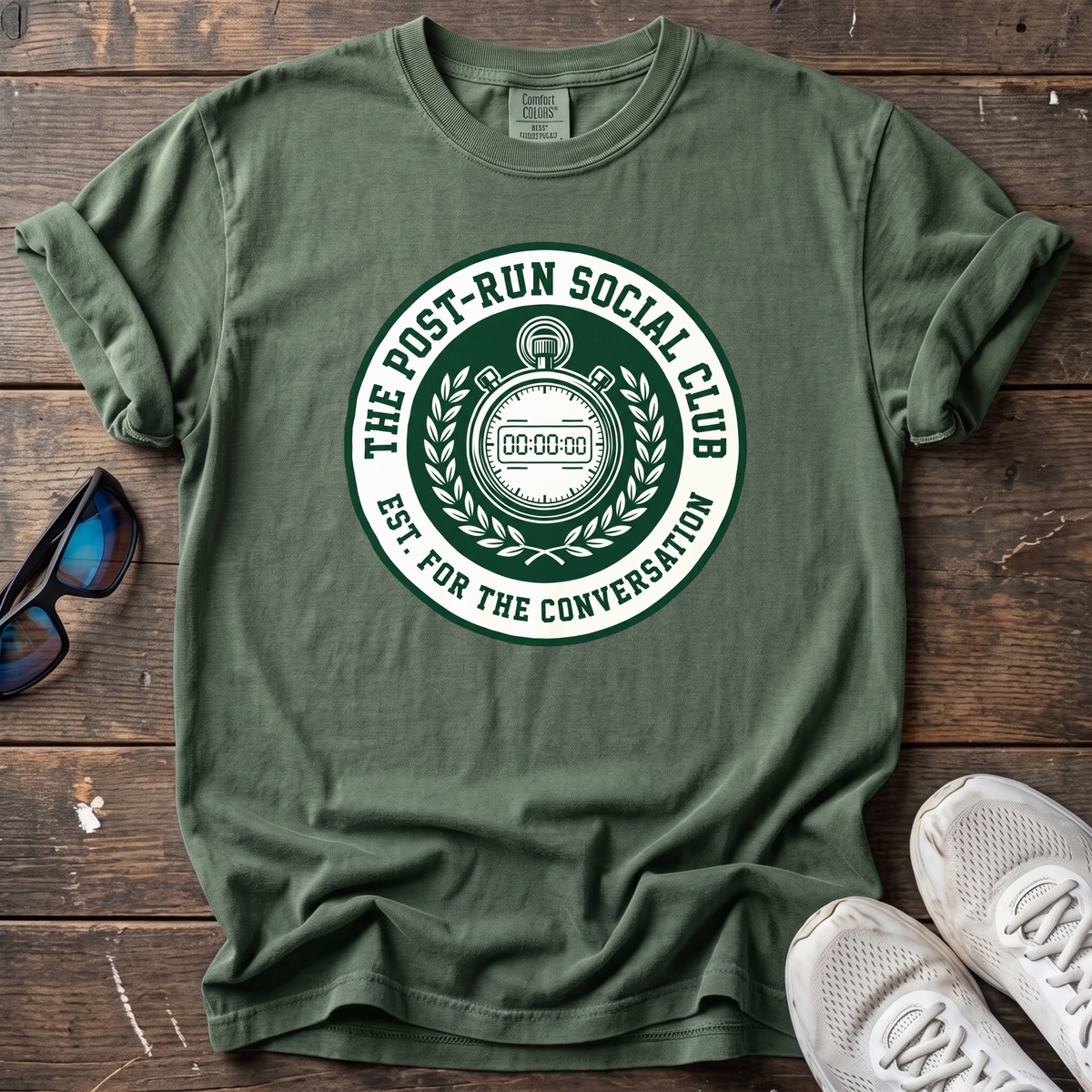 Post-Run Social Club Tee — Moss