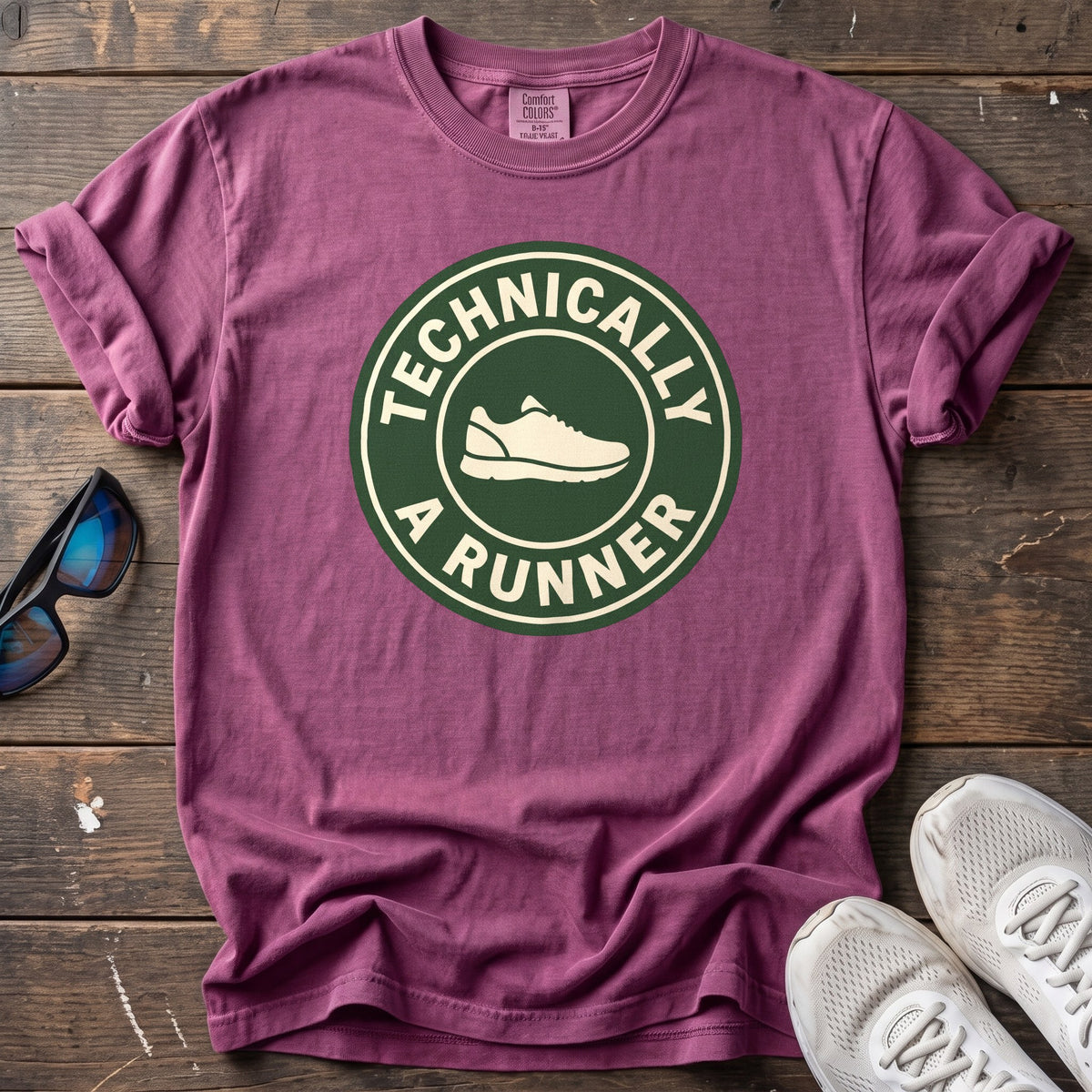 Technically a Runner Shoe Badge Tee — Berry