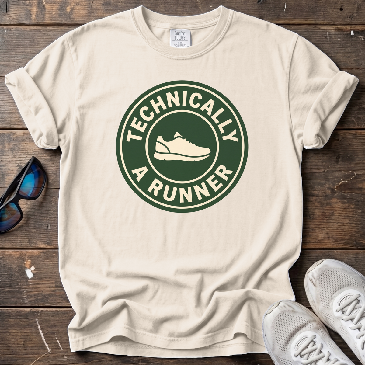 Technically a Runner Shoe Badge Tee — Ivory