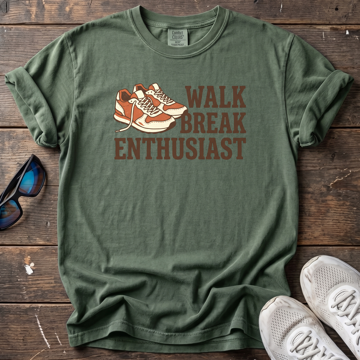 Walk Break Enthusiast Sneakers Tee — Moss
